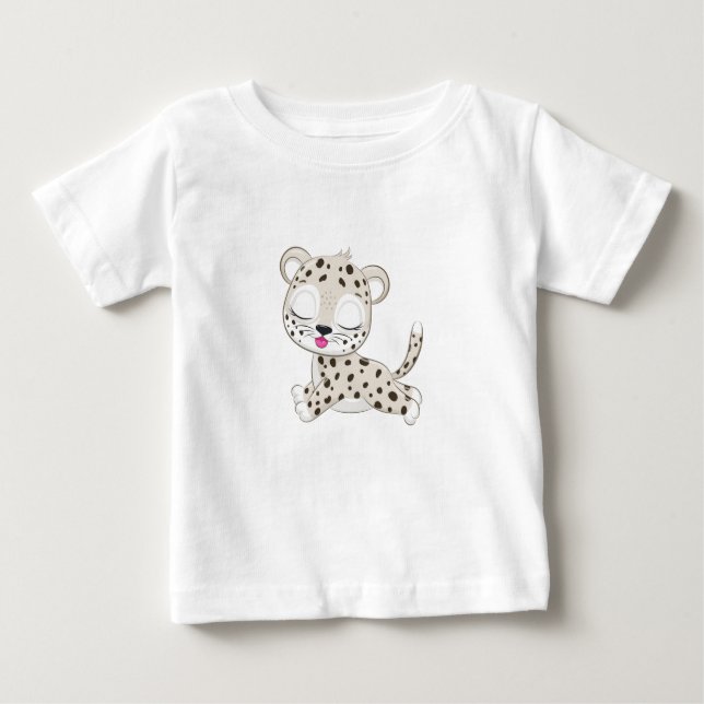 Camiseta Para Bebê Camiseta-bebê-leopardo-branca (Frente)
