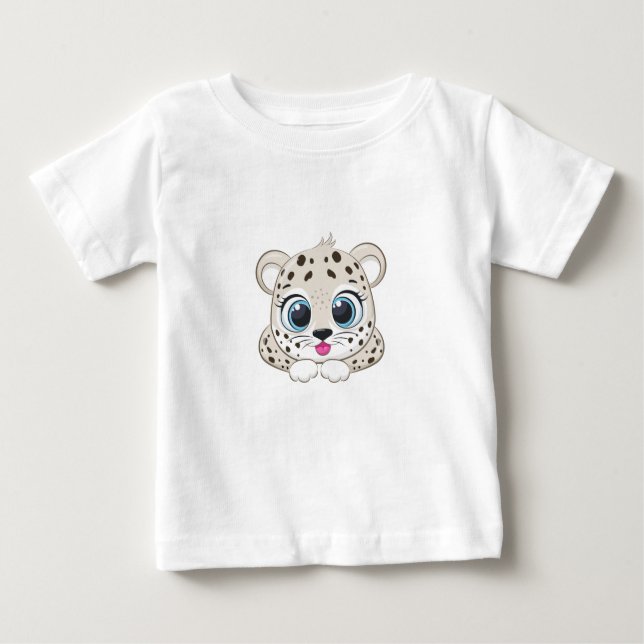 Camiseta Para Bebê Camiseta-bebê-leopardo-branca (Frente)