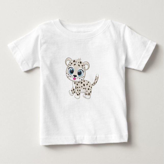 Camiseta Para Bebê Camiseta-bebê-leopardo-branca (Frente)