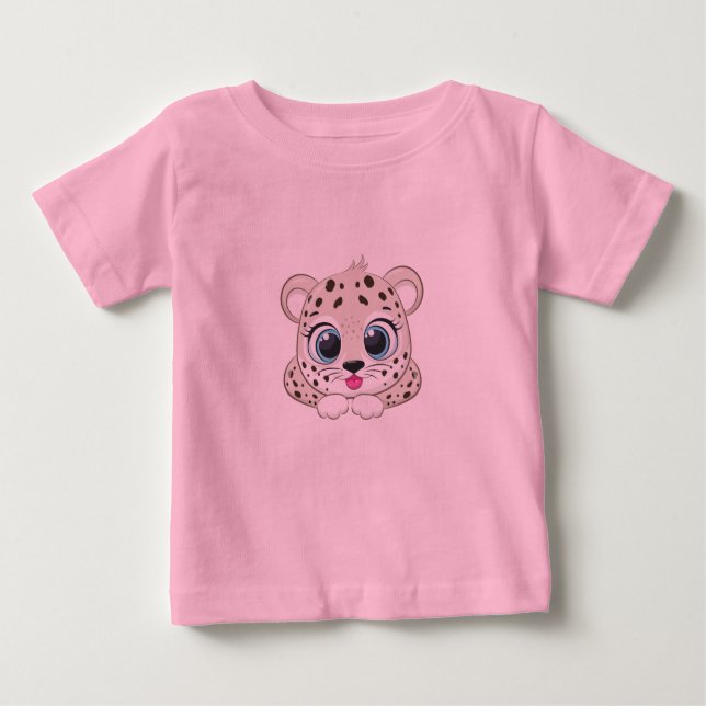 Camiseta Para Bebê Camiseta-bebê-leopardo-branca (Frente)