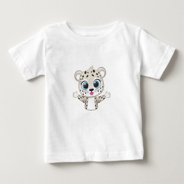 Camiseta Para Bebê Camiseta-bebê-leopardo-branca (Frente)