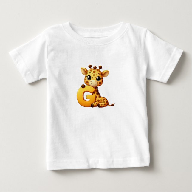 Camiseta Para Bebê Camiseta Bebê Letra G Girafa (Frente)