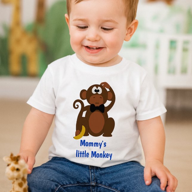 Camiseta Para Bebê Camiseta-bebê macaco-macaco-Mamãe (Mommy’s little Monkey tee playful jungle vibes for your toddler’s wildest adventures!
)