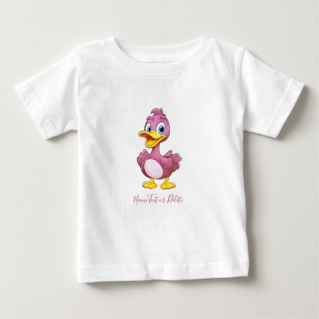 Camiseta Para Bebê Camiseta Bebê Pato Rosa (Frente)