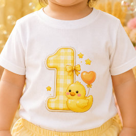 Camiseta Para Bebê Camiseta Bebê Pato Um Primeiro 1º Aniversário