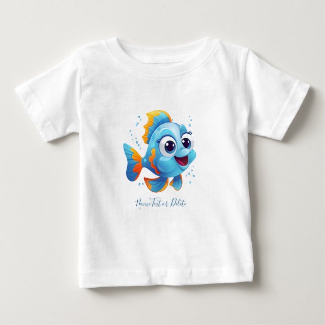 Camiseta Para Bebê Camiseta Bebê Peixe Azul (Frente)