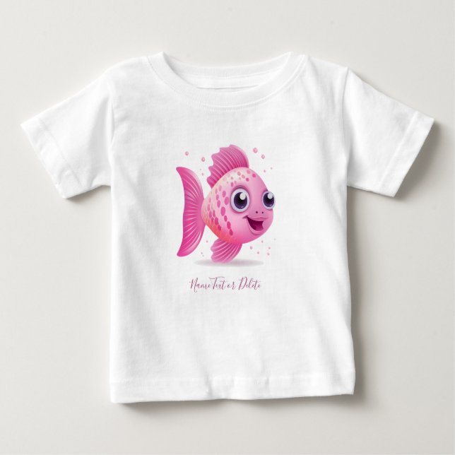 Camiseta Para Bebê Camiseta Bebê Peixe Rosa (Frente)