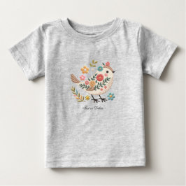 Camiseta Para Bebê Camiseta Bebê Pequeno Pássaro Deixa Flores Rosa