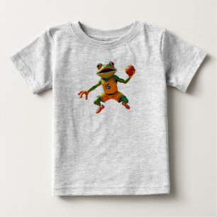 Camiseta Para Bebê Camiseta cinza de bebê Sapo de Basquete