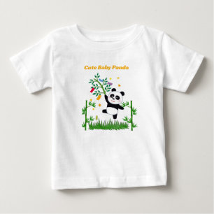 Camiseta Para Bebê Camiseta com Ilustração de Panda Bebê Fofo com Bam