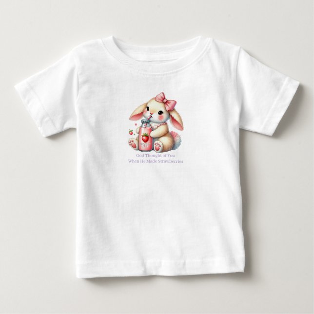 Camiseta Para Bebê Camiseta Cristã de Bebê Bunny Menina (Frente)