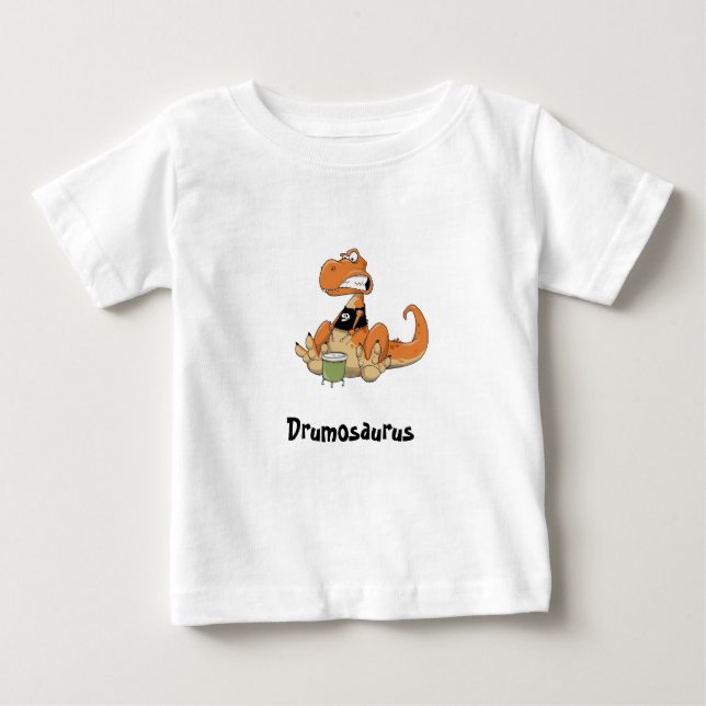 Camiseta Para Bebê Camiseta da Dinossaura do Bebê Drummer (Frente)