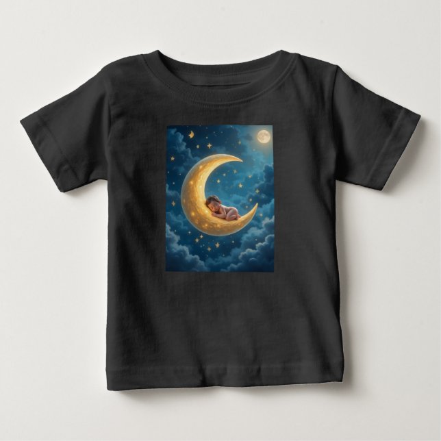 Camiseta Para Bebê Camiseta da lua do bebê sonolento (Frente)