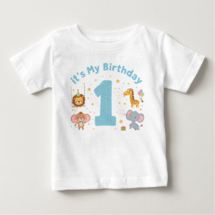 Camiseta Para Bebê Camiseta de 1º Aniversário de Menino Bebê Festa de