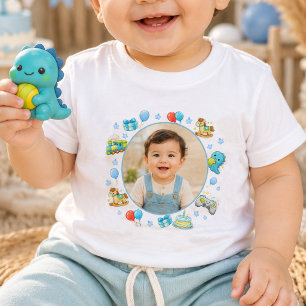 Camiseta Para Bebê Camiseta de aniversário de bebê menino com foto pe