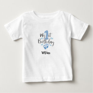 Camiseta Para Bebê Camiseta de Aniversário de Um Ano Bebê Passos Pequ