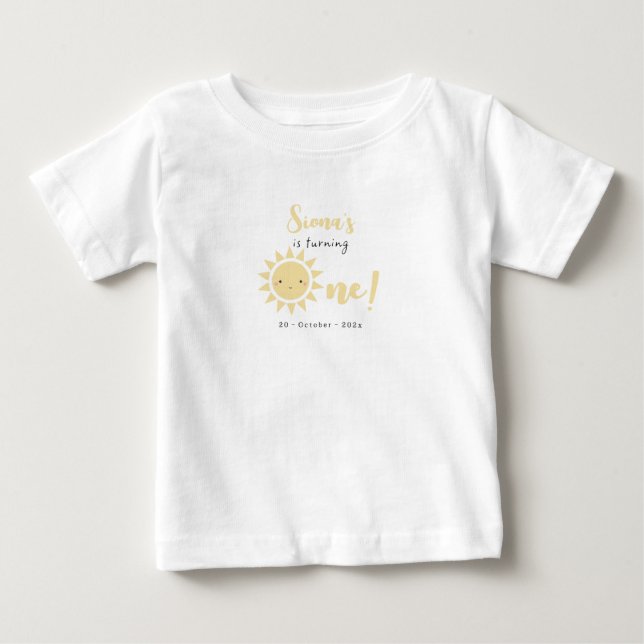 Camiseta Para Bebê Camiseta de Bebê 1º Aniversário Cute Little Sunshi (Frente)