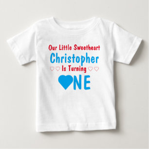 Camiseta Para Bebê Camiseta de Bebê 1º Aniversário Little Sweetheart
