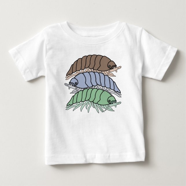 Camiseta Para Bebê Camiseta de Bebê - 3 Bicho-de-conta (branco) (Frente)