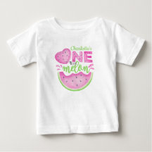 Camiseta de Bebê Aniversário Rosa 'One in a Melon'