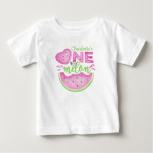 Camiseta Para Bebê Camiseta de Bebê Aniversário Rosa 'One in a Melon'