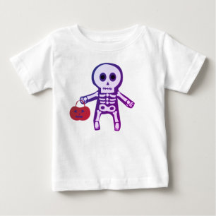 Camiseta Para Bebê Camiseta de Bebê Bonito Esqueleto de Halloween
