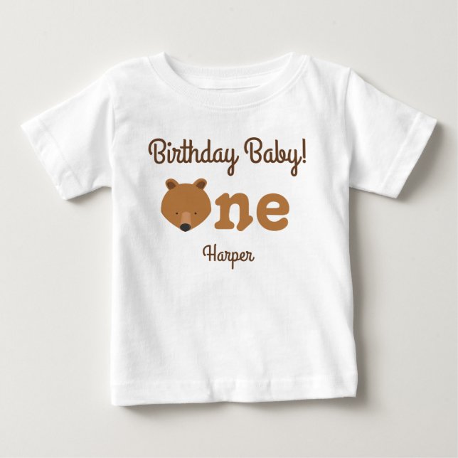 Camiseta Para Bebê Camiseta de Bebê Bonito Primeiro Aniversário (Frente)