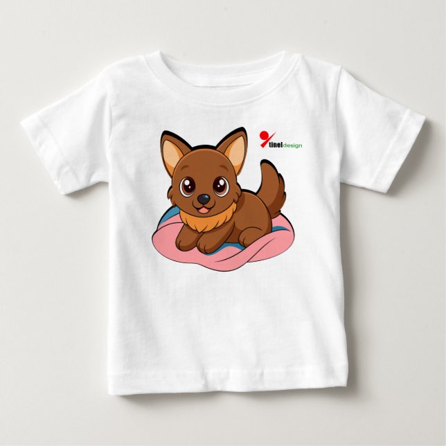 Camiseta Para Bebê Camiseta de Bebê Cachorrinho  (Frente)