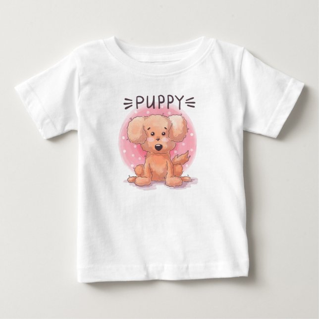 Camiseta Para Bebê Camiseta de Bebê Cachorrinho Fofo (Frente)