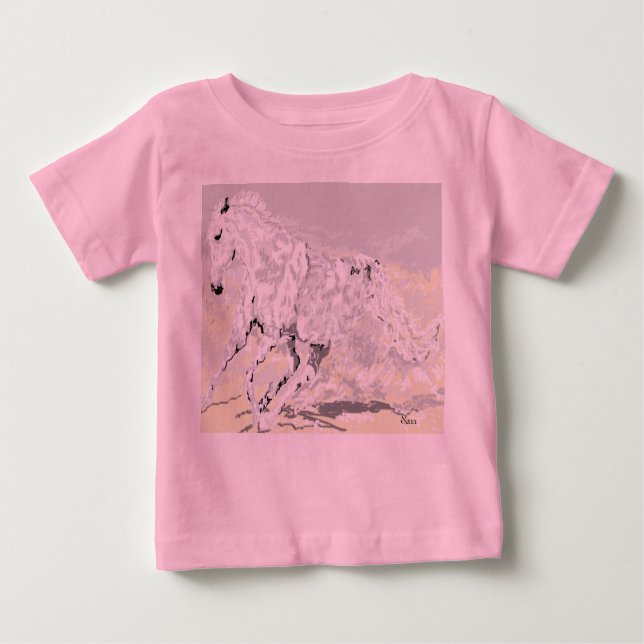 Camiseta Para Bebê Camiseta de Bebê Cavalo Branco (Frente)