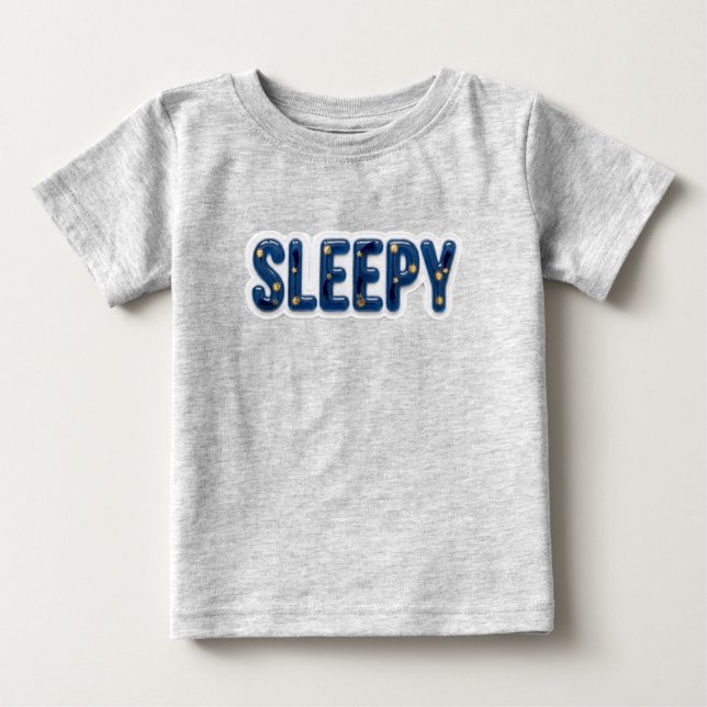 Camiseta Para Bebê Camiseta de bebê celestial sonolento com brilho 3D (Frente)