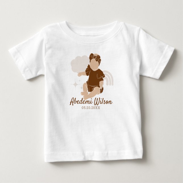 Camiseta Para Bebê Camiseta de bebê Chá de fraldas afro-americana (Frente)