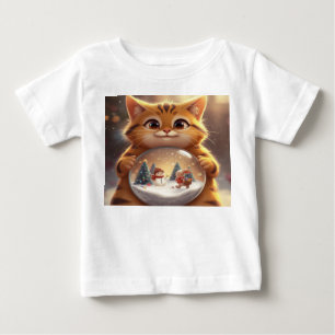 Camiseta Para Bebê Camiseta de Bebê com Arte de Gato de Natal Fofo Se