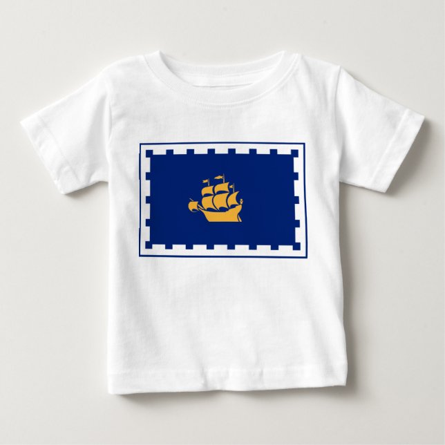 Camiseta Para Bebê Camiseta de Bebê com Bandeira da Cidade de Quebec (Frente)