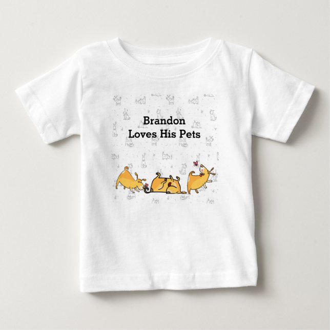 Camiseta Para Bebê Camiseta de Bebê com Cães Bonitos (Frente)