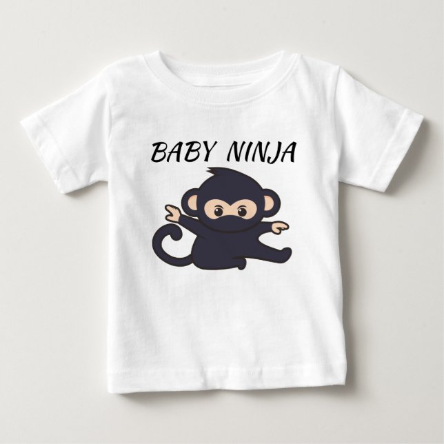 Camiseta Para Bebê camiseta de bebê com uma foto ninja e um texto nin (Frente)