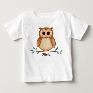 Camiseta Para Bebê Camiseta de Bebê Coruja Fofa com Nome