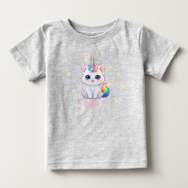 Camiseta Para Bebê Camiseta de Bebê Cute Kawaii Caticorn (Frente)