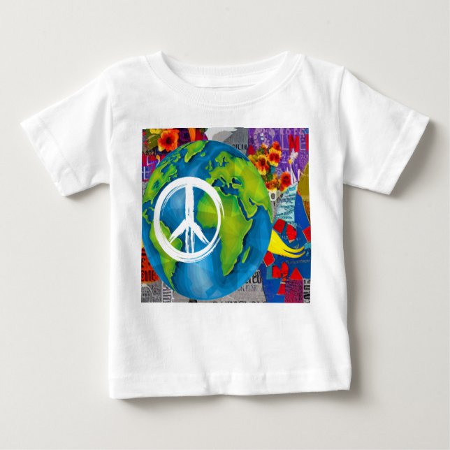 Camiseta Para Bebê Camiseta de Bebê da Paz Mundial (Frente)