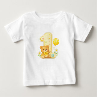Camiseta Para Bebê Camiseta de bebê de 1º aniversário com urso