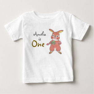 Camiseta Para Bebê Camiseta de Bebê de 1º Aniversário de Coelhinho Fo