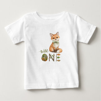 Camiseta Para Bebê Camiseta de bebê de 1º aniversário Fox Wild One Wa