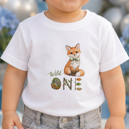 Camiseta Para Bebê Camiseta de bebê de 1º aniversário Fox Wild One Wa