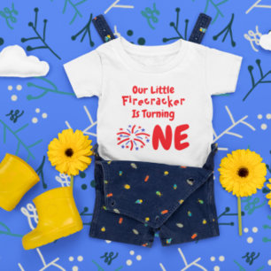 Camiseta Para Bebê Camiseta de Bebê de 1º Aniversário Little Firecrac