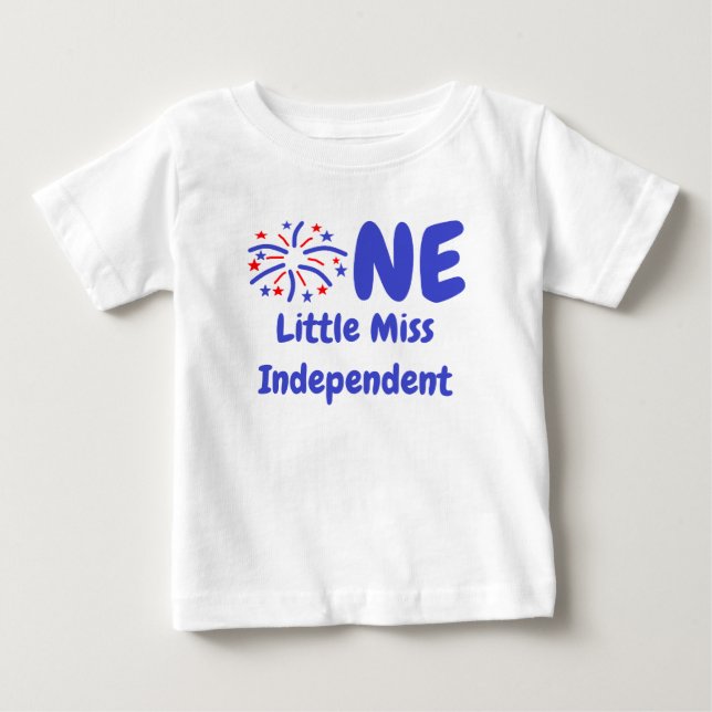 Camiseta Para Bebê Camiseta de bebê de 1º aniversário Little Miss Ind (Frente)