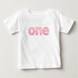 Camiseta Para Bebê Camiseta de Bebê de 1º Aniversário Um Padrão Rosa