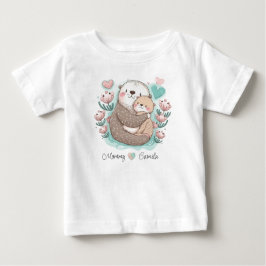 Camiseta Para Bebê Camiseta de Bebê de Amor de Lontra Mar Personaliza