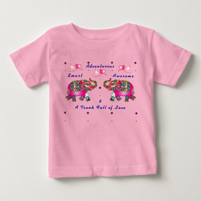 Camiseta Para Bebê Camiseta de Bebê de Elefante Artístico Fofo e na M (Frente)
