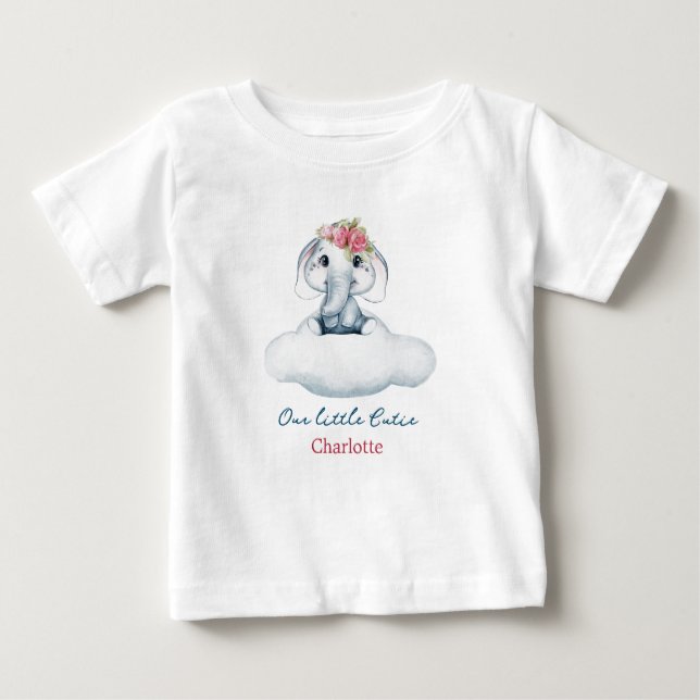 Camiseta Para Bebê Camiseta de Bebê de Elefante Gelado Pequeno Cutie (Frente)