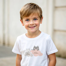 Camiseta de Bebê de Nuvem de Gatinho Bonito